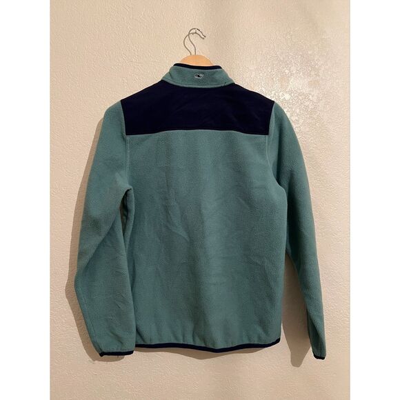 Vineyard Vines Sweatshirt Green 1/4 Button Fleece Pullover Jacket. - Picture 2 of 8